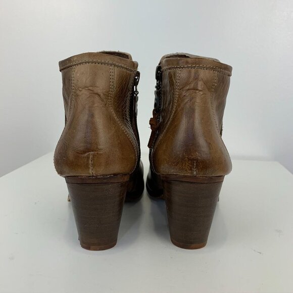 Roan NWOT Sz 6 Leather heel ankle boots womens tan - Picture 4 of 8